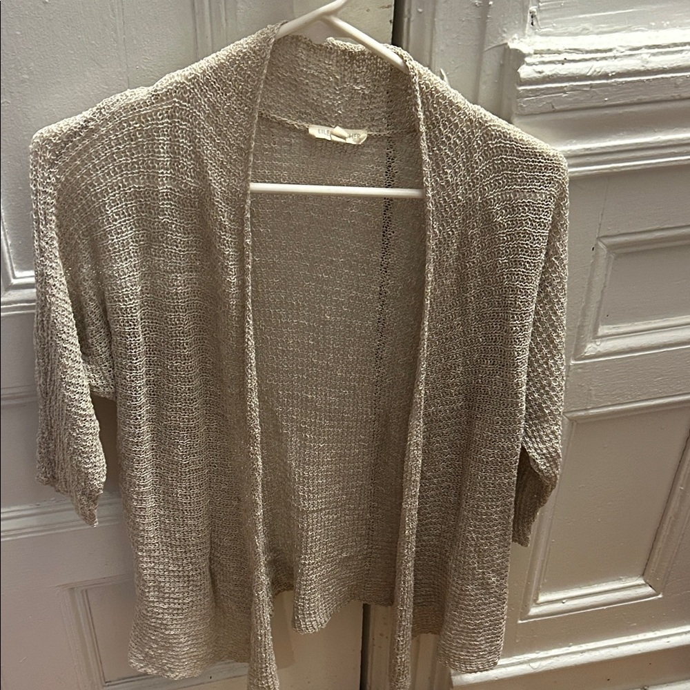 Eileen Fisher Light Tan Open-Front Cardigan